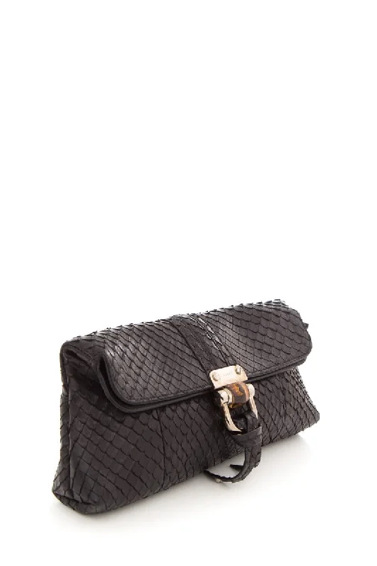 Cyber Monday Discounts On Bags Gucci Black Python Clutch