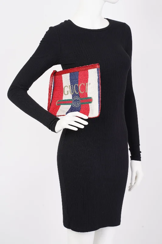 Handbag For Women Gucci Clutch Red / White / Blue Canvas