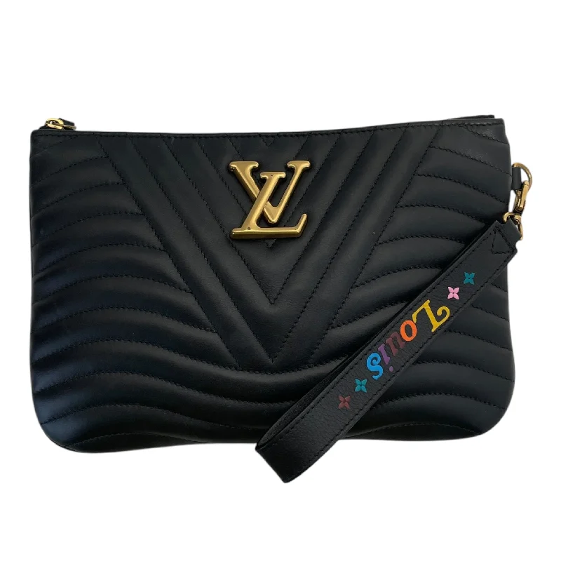 Bags With Tsa-Approved Features LOUIS VUITTON/Clutch Bag/OS/Leather/BLK/NEW WAVE POCHETTE