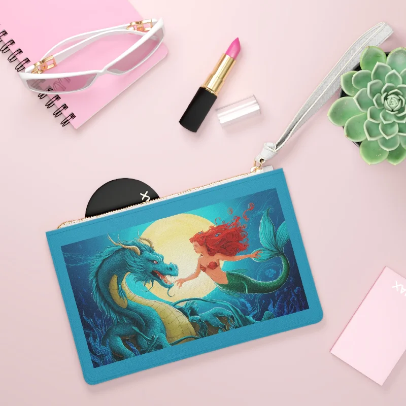 Trendy Bags For Teenage Girls Clutch Bag - Mermaid and Her Dragon