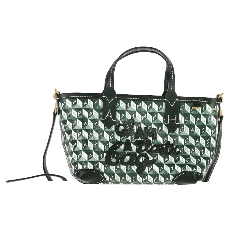 Affordable Bags For Budget Shoppers Anya Hindmarch I Am A Plastic Bag XS Tote in Green Canvas