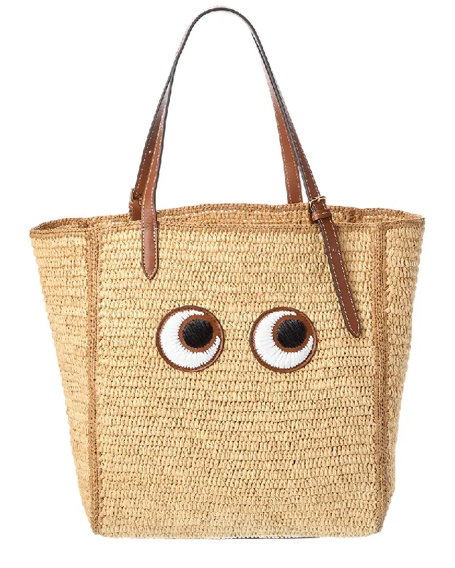 Durable And Fashionable Bags For Daily Use Anya Hindmarch N/S Small Raffia & Leather Tote