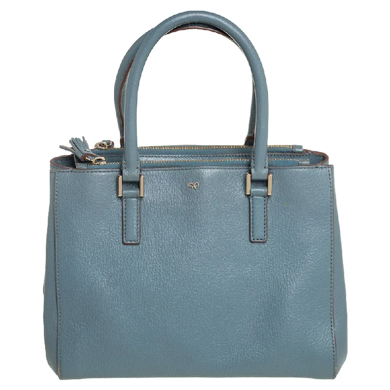 Uxury Designer Handbag Brands Anya Hindmarch Stone Leather Double Zip Tote