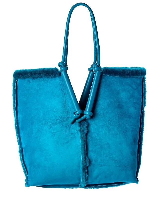 Trendy Festival Bags With Limited-Time Offers Bottega Veneta Bolster Shearling & Leather Tote