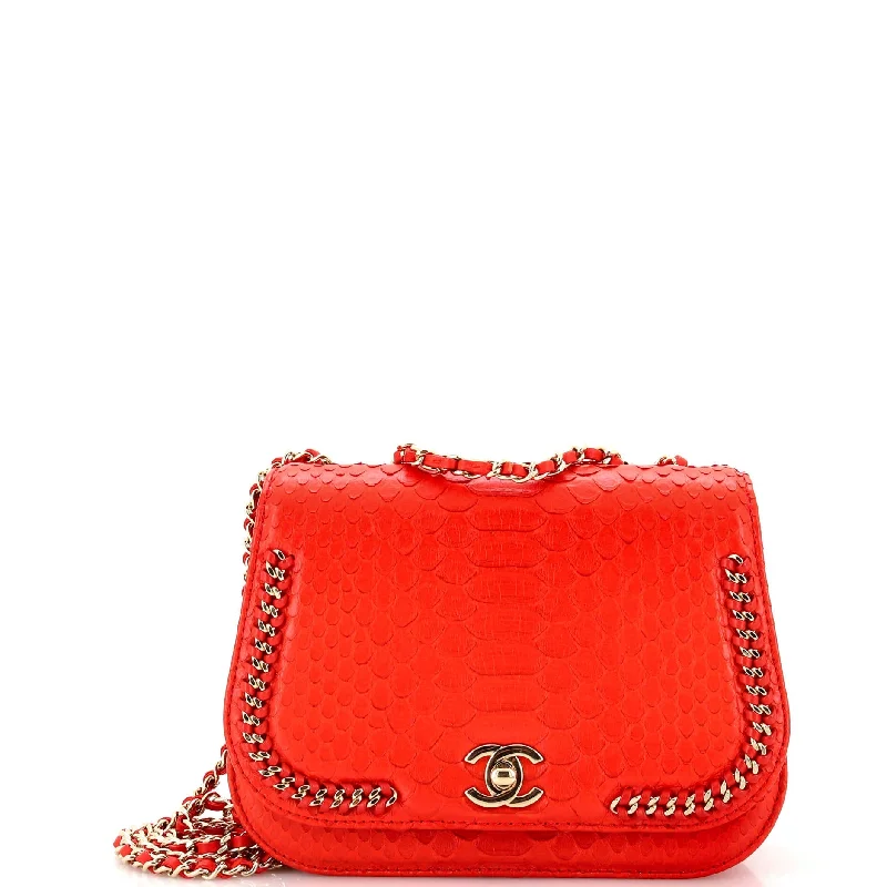 Inspired Bags For Modern Sophistication Braided Chic Flap Bag Python Small