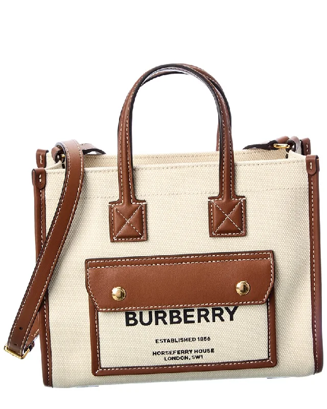 Limited-Time Offers On Trendy And Stylish Bags Burberry Freya Mini Canvas & Leather Tote