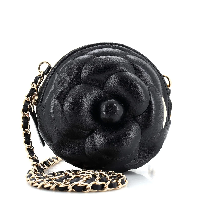 Elegant And On-Sale Evening Bags Camellia Round Clutch with Chain Lambskin