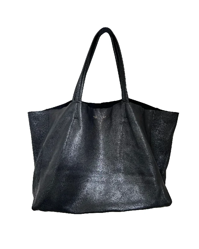 Lightweight Bags For Senior Travelers Celine Cabas Tote Bag in Black Calfskin Leather