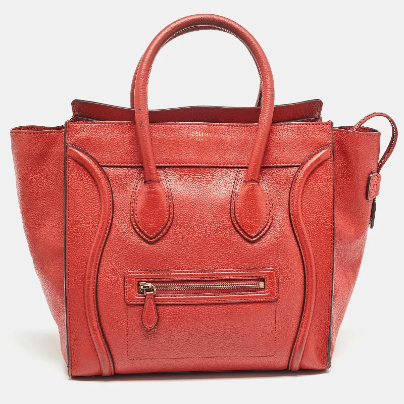 Bags For Personalized Gifts Celine Red Leather Mini Luggage Tote