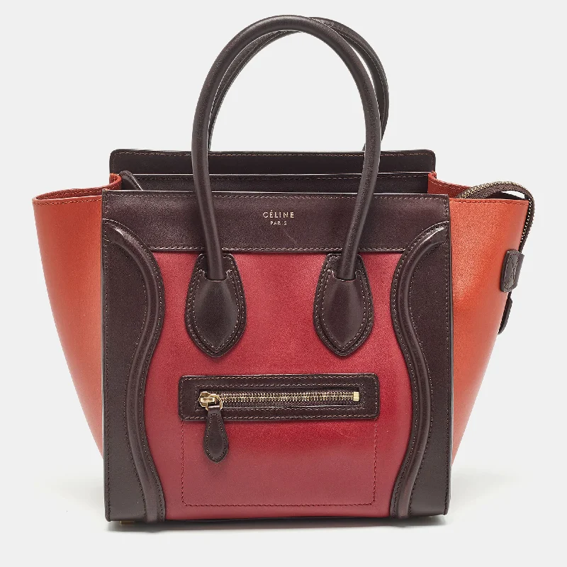 Luxury Bags With Premium Materials And Craftsmanship Celine Tri Color Leather Micro Luggage Tote