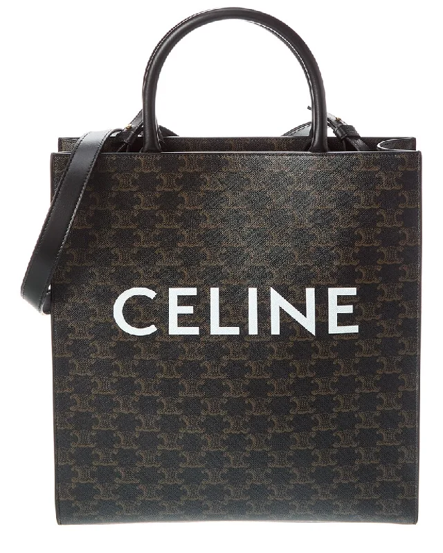 Lightweight Bags For Senior Travelers CELINE Vertical Cabas Medium Triomphe Coated Canvas & Leather Tote