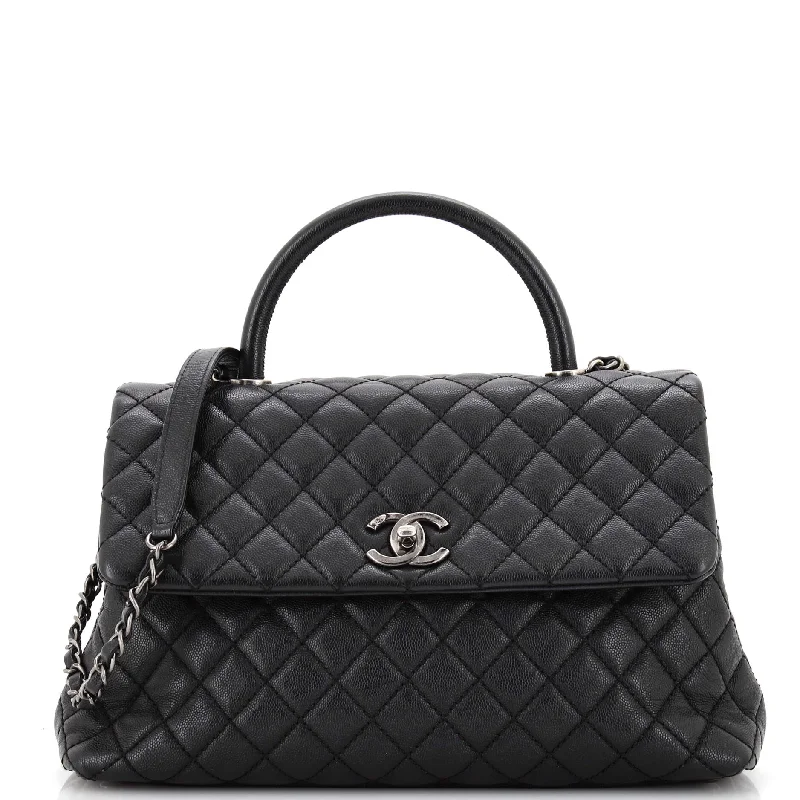 Customizable Bags For Personalized Style Coco Top Handle Bag Quilted Caviar Medium