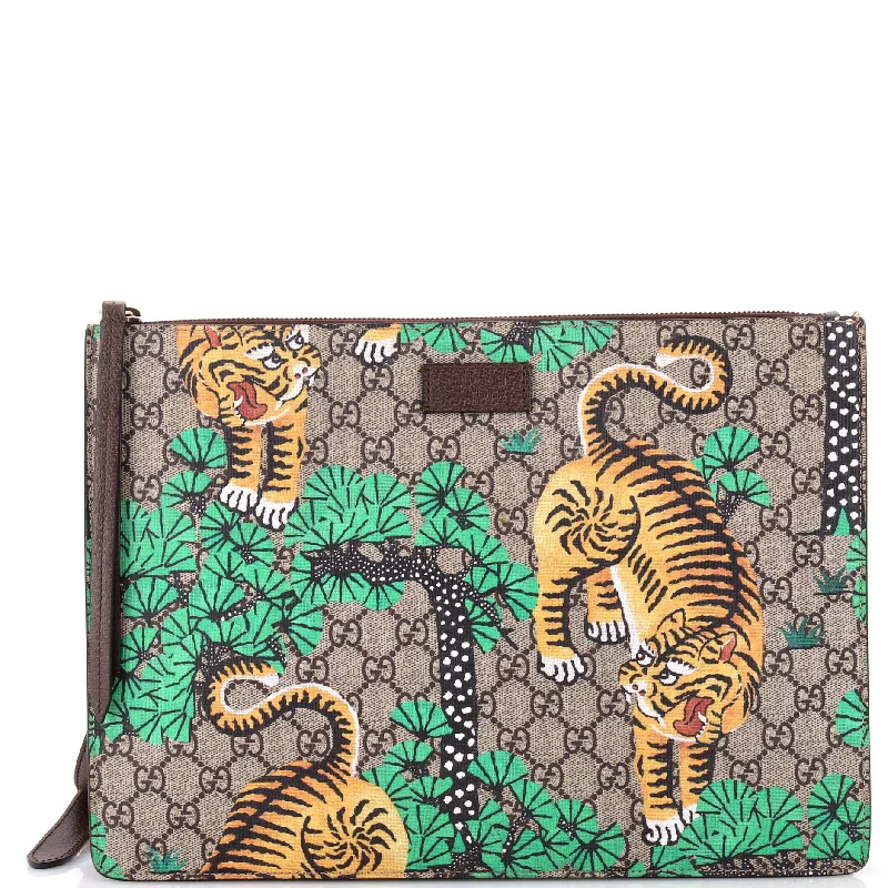 Bag Deals Convertible Clutch Bengal Print GG Coated Canvas Large