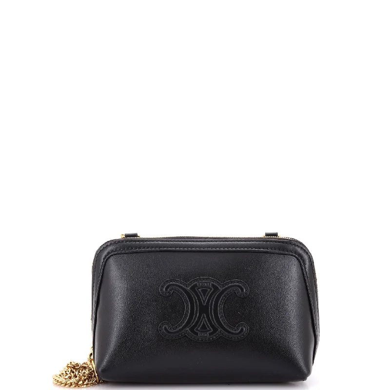 Glamorous Bags For Evening Events And Parties Cuir Triomphe Zip Around Chain Clutch Leather