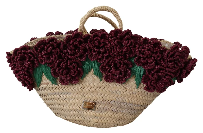 Affordable Bags For College Students On Sale Dolce & Gabbana Chic Floral Straw Tote Women's Elegance