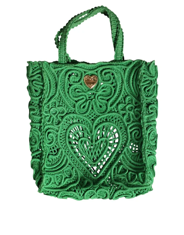 Stylish Bags For Fashion Bloggers Dolce & Gabbana Green Small Cordonetto Lace Beatrice Tote Bag