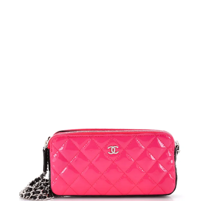 Stylish Bags For Fashion Bloggers With Promotions Double Zip Clutch with Chain Quilted Patent