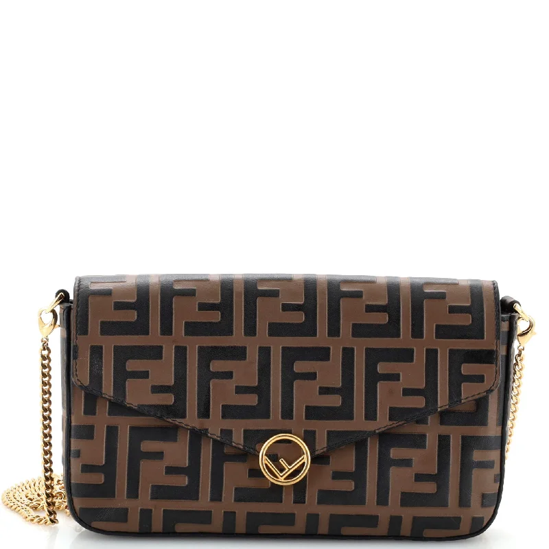 Bold And Flash-Sale Bags F is Fendi Envelope Clutch on Chain Zucca Embossed Leather