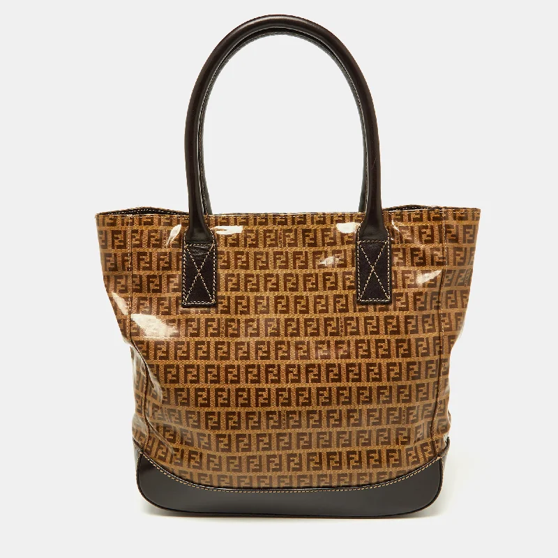 Lightweight Bags With Clearance Prices Fendi /brown Zucchino Coated Fabric And Leather Tote