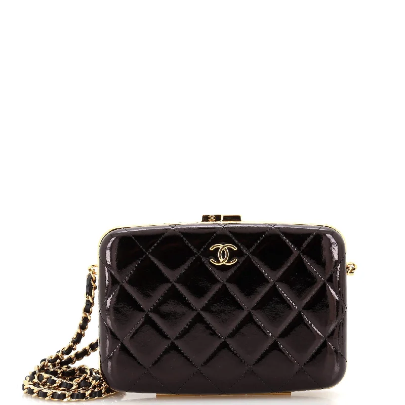 Elegant New Year Party Bags With Flash Sales Framed Box Clutch with Chain Quilted Patent Small