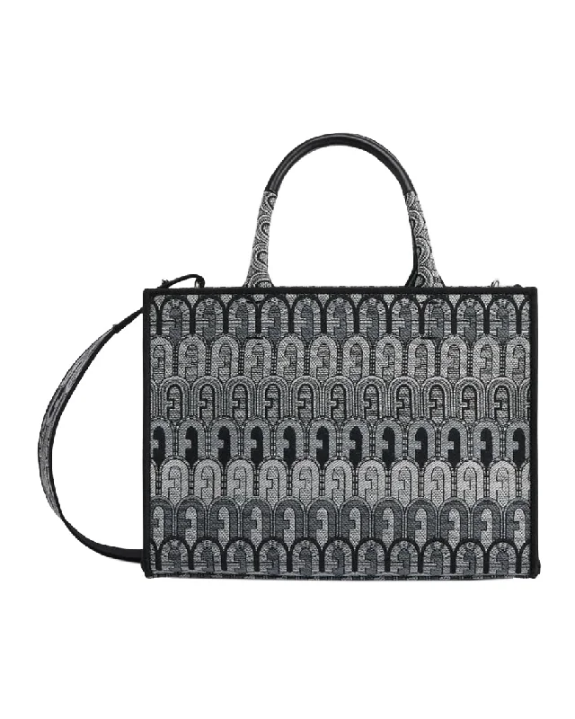 Luxurious Bags With Limited-Time Offers Furla Women Opportunity Tote Leather Canvas Bag Toni Grigio OS