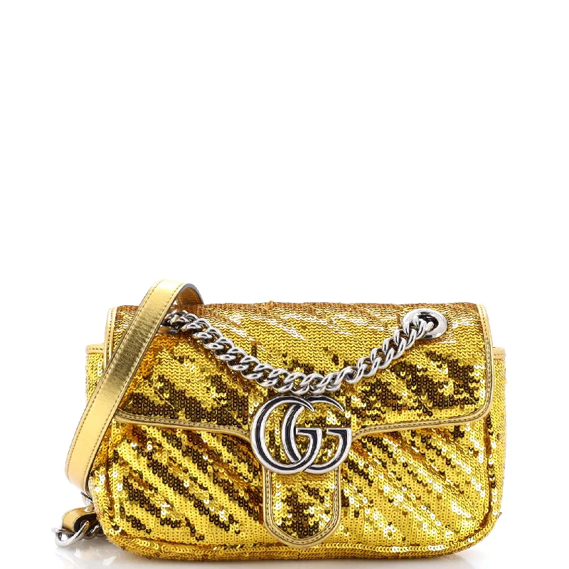 Elegant New Year Party Bags With Flash Sales GG Marmont Flap Bag Diagonal Quilted Sequins Mini