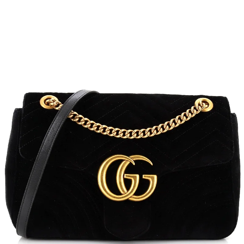 Urban Style GG Marmont Flap Bag Matelasse Velvet Medium