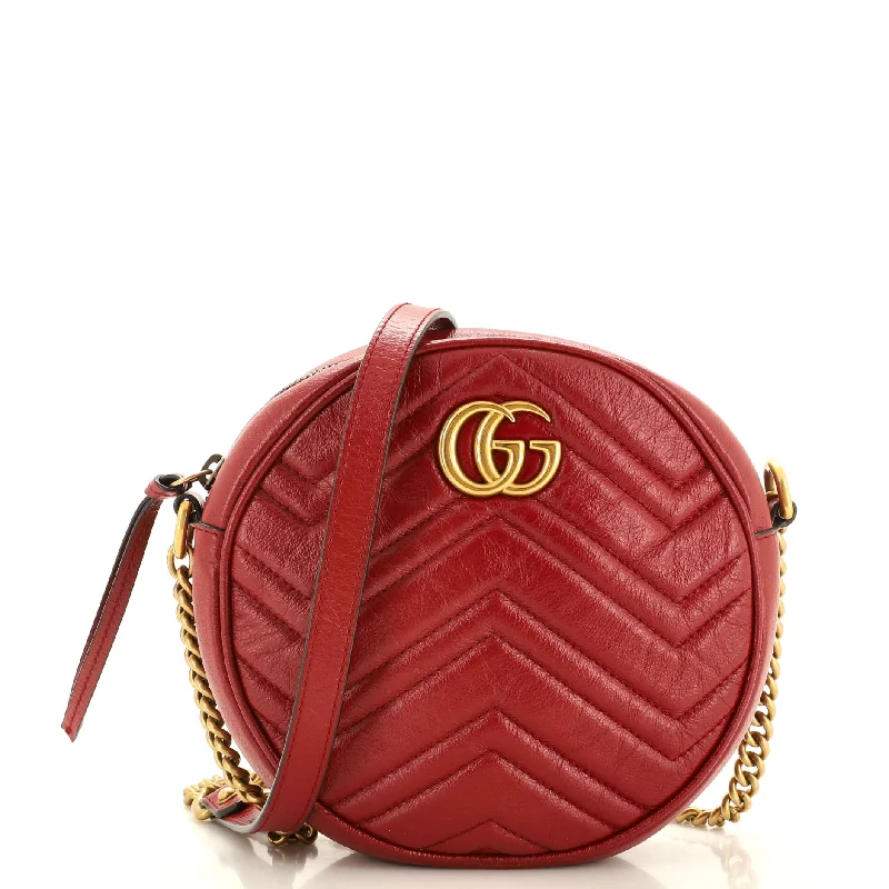 Elegant And On-Sale Evening Bags GG Marmont Round Shoulder Bag Matelasse Leather Mini