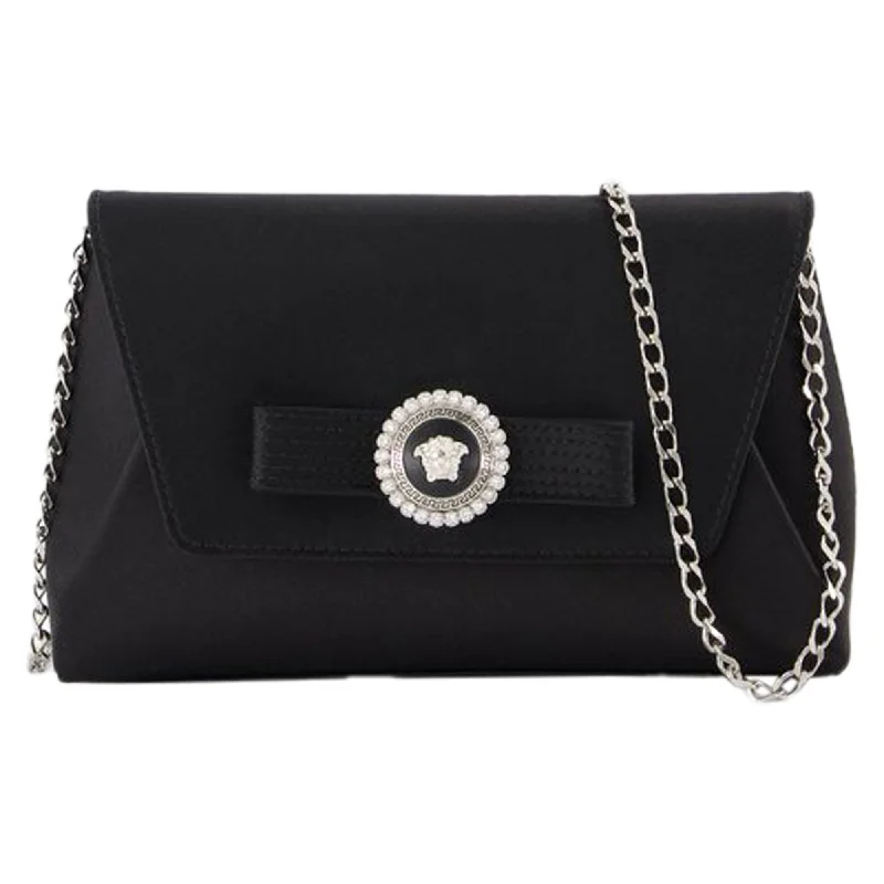 Trendy Bags For Women And Men In 2025 Gianni Ribbon Clutch - Versace - Leather - Black