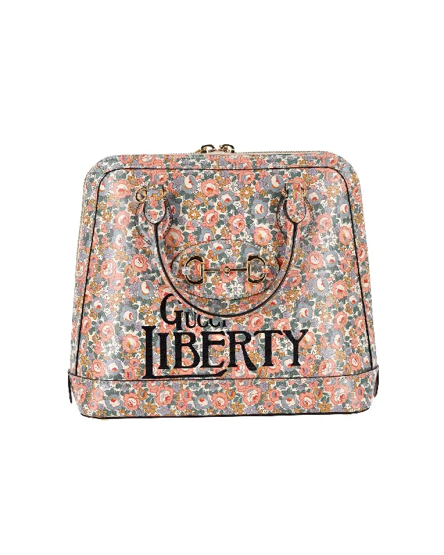 Bags For Free-Spirited And Artistic Styles Gucci 1955 Horsebit Liberty London Floral Tote Bag in Multicolor Leather