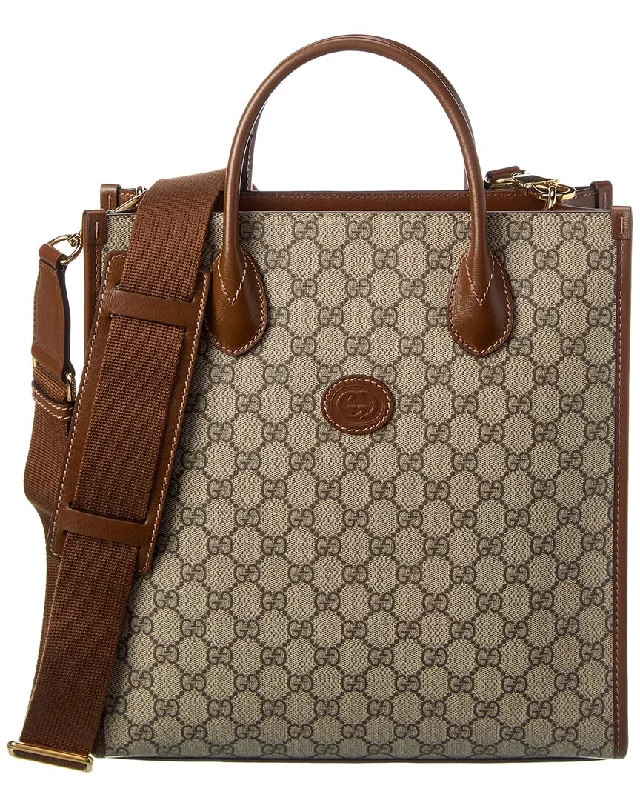 Sleek And Seasonal Sale Bags Gucci Interlocking G Small GG Supreme Canvas & Leather Tote