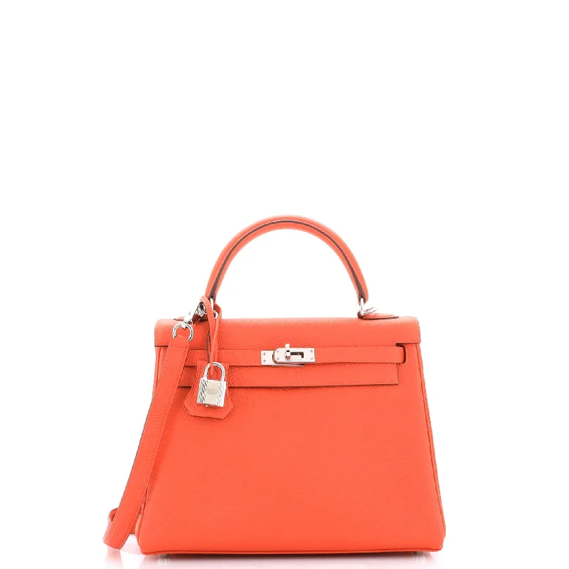 Anti-Theft And Budget-Friendly Bags Kelly Handbag Orange Poppy Togo with Palladium Hardware 25