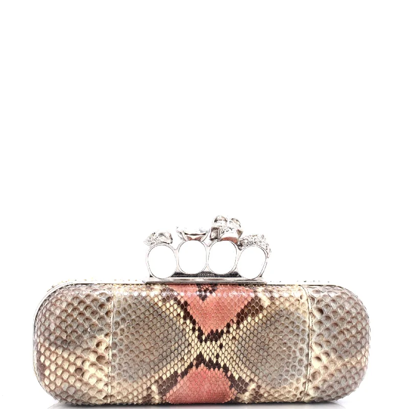 Senior Travelers Knuckle Box Clutch Python Long