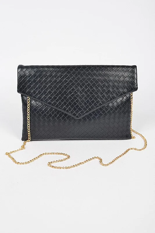 Functional Bags For Busy Moms And Dads EMBOSSED BASKETWEAVE ENVELOPE CLUTCH