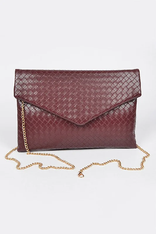 Designer-Inspired Bags At Budget-Friendly Prices EMBOSSED BASKETWEAVE ENVELOPE CLUTCH