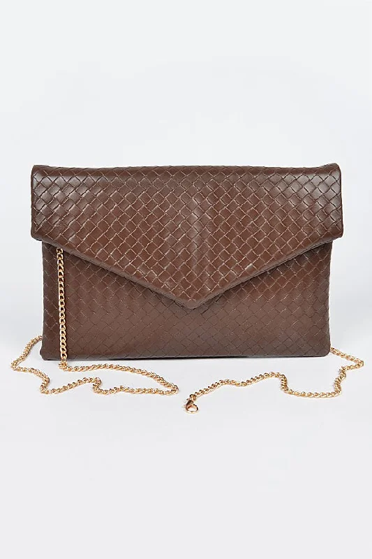 Luxury Bags For Working Professionals EMBOSSED BASKETWEAVE ENVELOPE CLUTCH