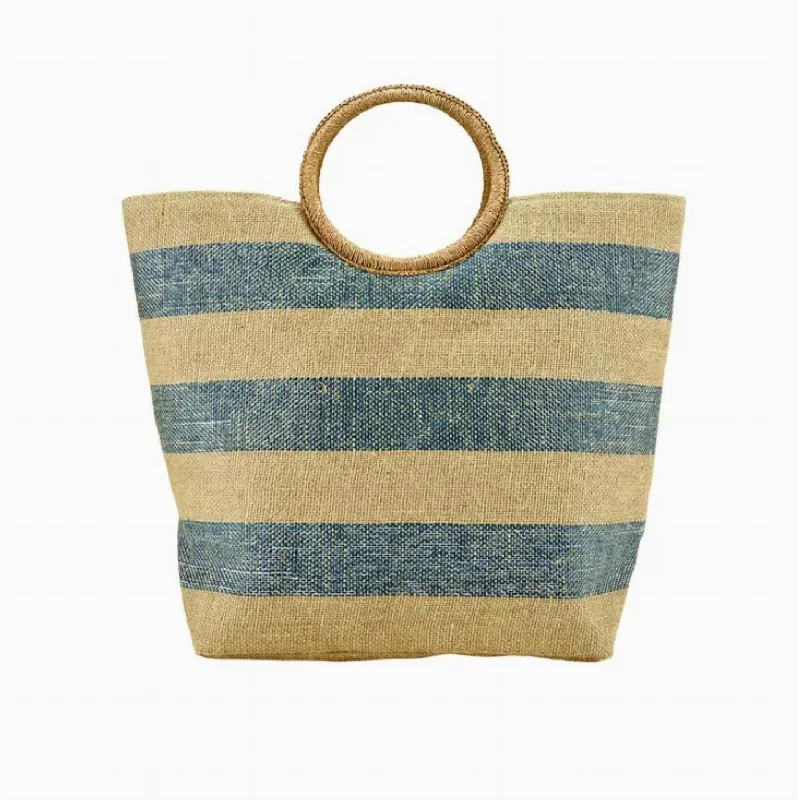 Bags For Playful And Chic Styles Large Striped Metallic Tote Bag In Brown/blue