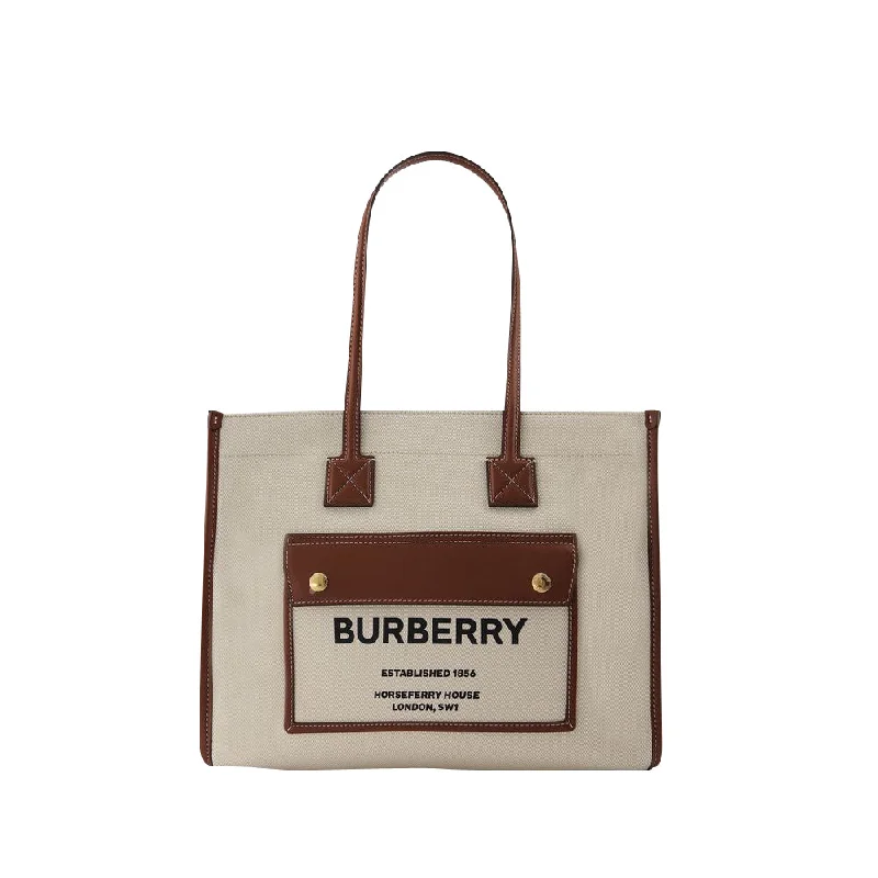 Stylish Bags With Discounts Ll Sm Pocket Dtl Ll6 Tote Bag - Burberry -  Natural/Tan - Cotton