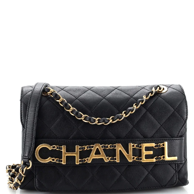 Bag Deals Logo Enchained Flap Bag Quilted Calfskin Medium