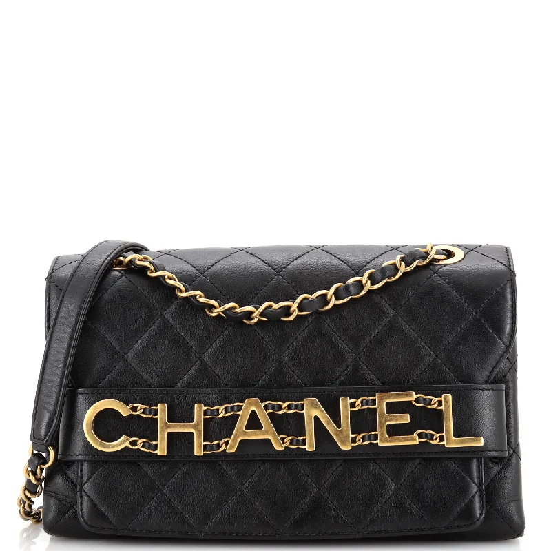 Discounted Designer Bags For Clearance Sale Logo Enchained Flap Bag Quilted Calfskin Medium