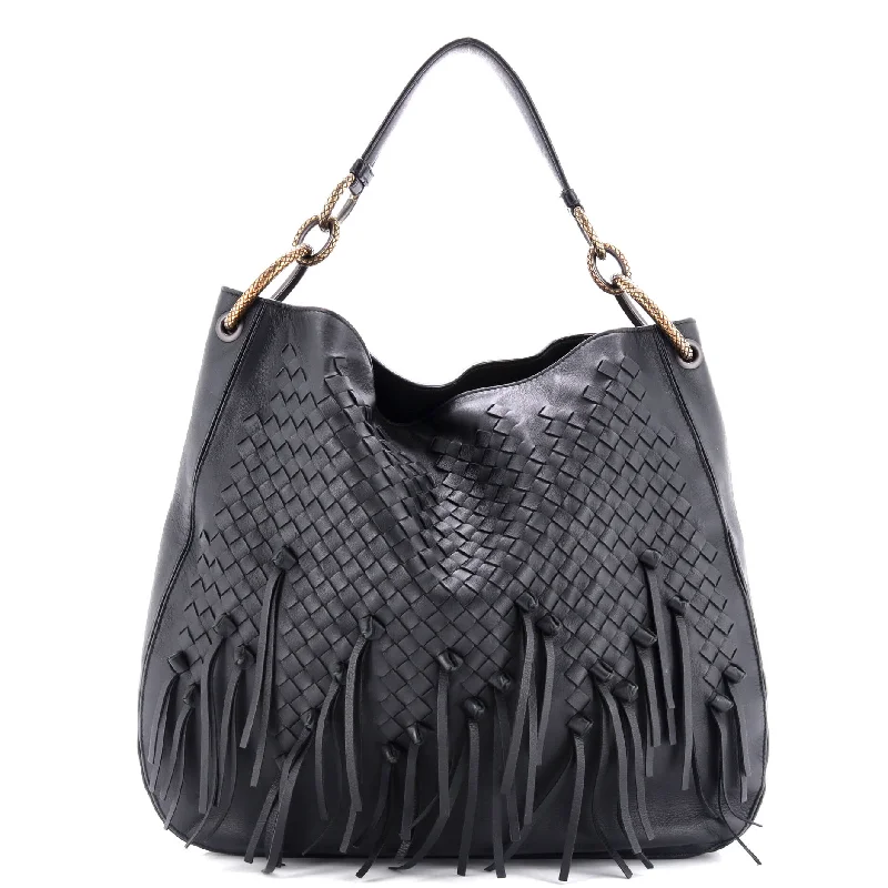 Valentine's Day Loop Shoulder Bag Fringe Intrecciato Nappa Large