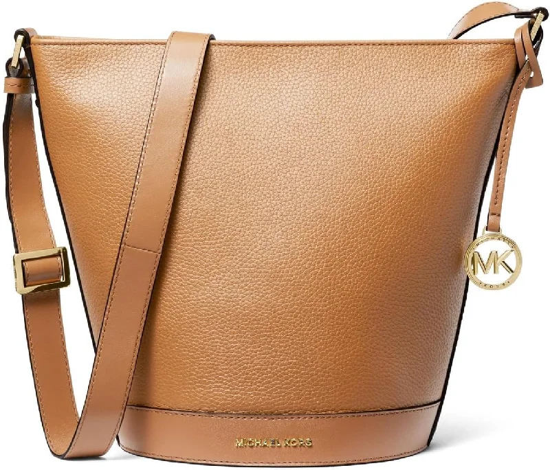 Festive Holiday Gift Bags Michael Kors Townsend Medium Top Zip Bucket Messenger, Pale Peanut