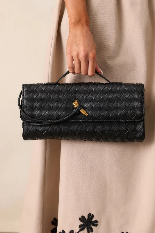 Black Friday Deals On Stylish Handbags Midnight Sun Black Woven Clutch