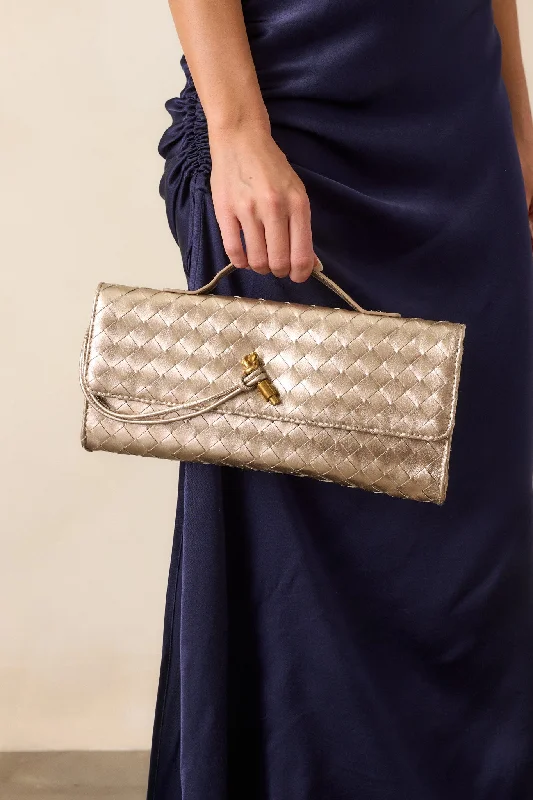 Bags For Minimalist And Functional Design Midnight Sun Gold Woven Clutch