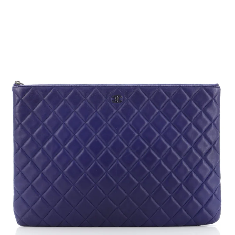 Vintage-Inspired O Case Clutch Quilted Lambskin Large