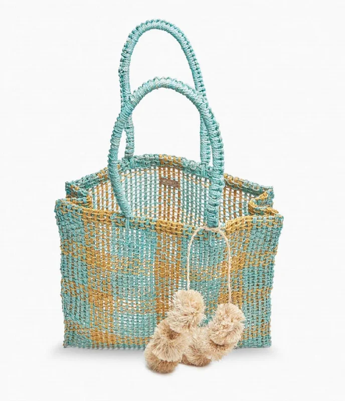 Bags For Personalized Gifts Olive Straw Tote Bag In Aqua