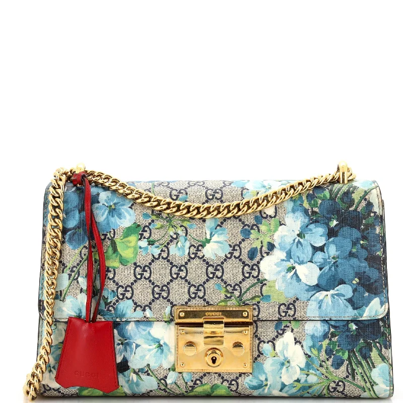 Trendy Festival Bags With Limited-Time Offers Padlock Shoulder Bag Blooms Print GG Coated Canvas Medium