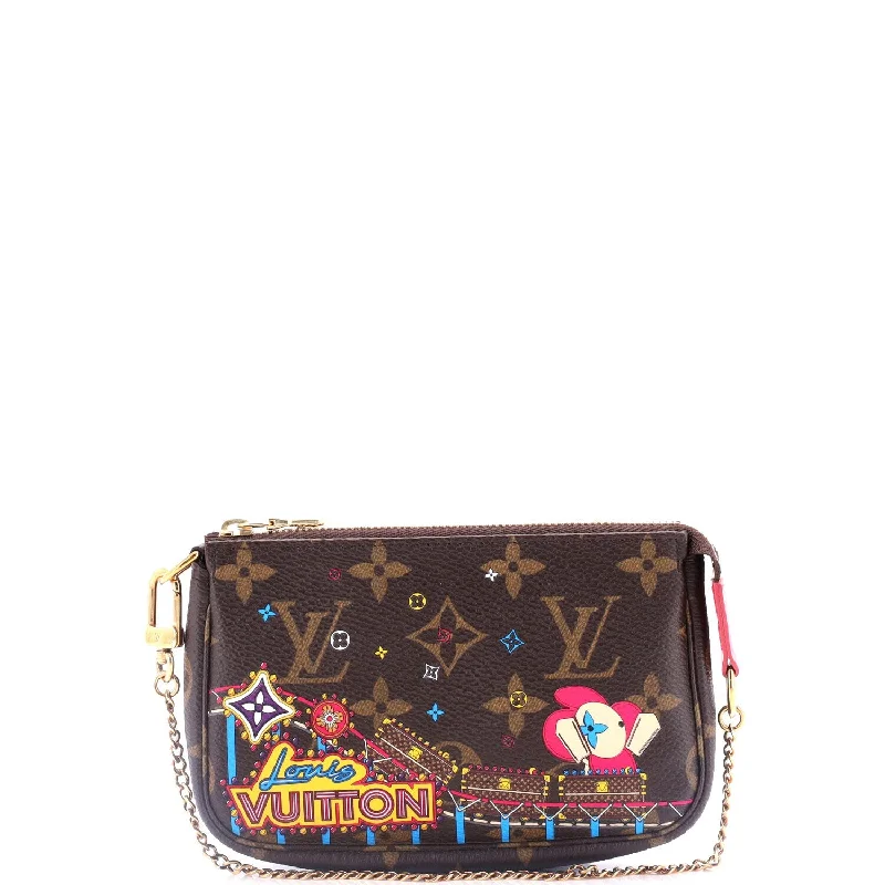 Lightweight Bags With Clearance Prices Pochette Accessoires Limited Edition Vivienne Xmas Monogram Canvas Mini