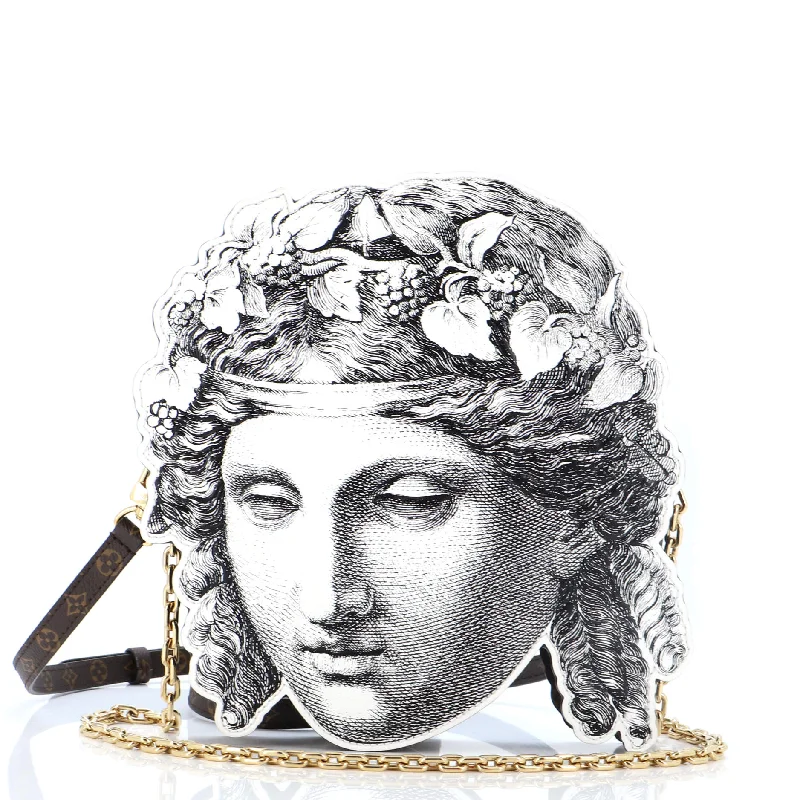 Bold Fashionistas Pochette Tete Limited Edition Fornasetti Architettura Print Leather and Monogram Canvas