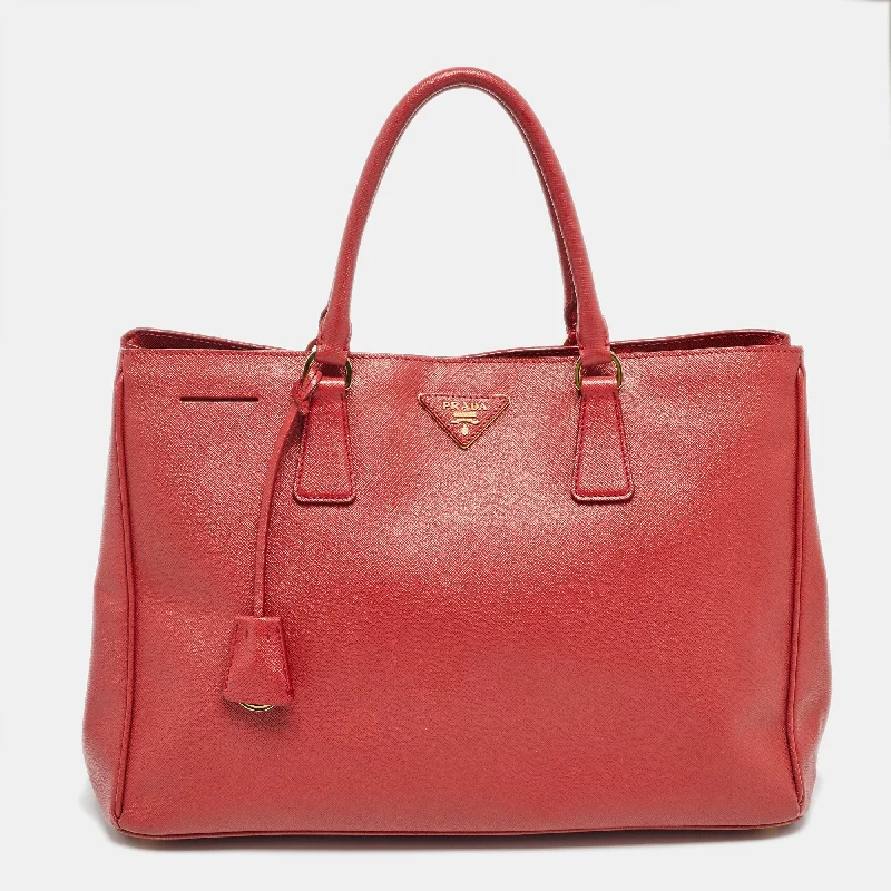 Luxury Bags For Working Professionals Prada Red Saffiano Lux Leather Large Galleria Tote..